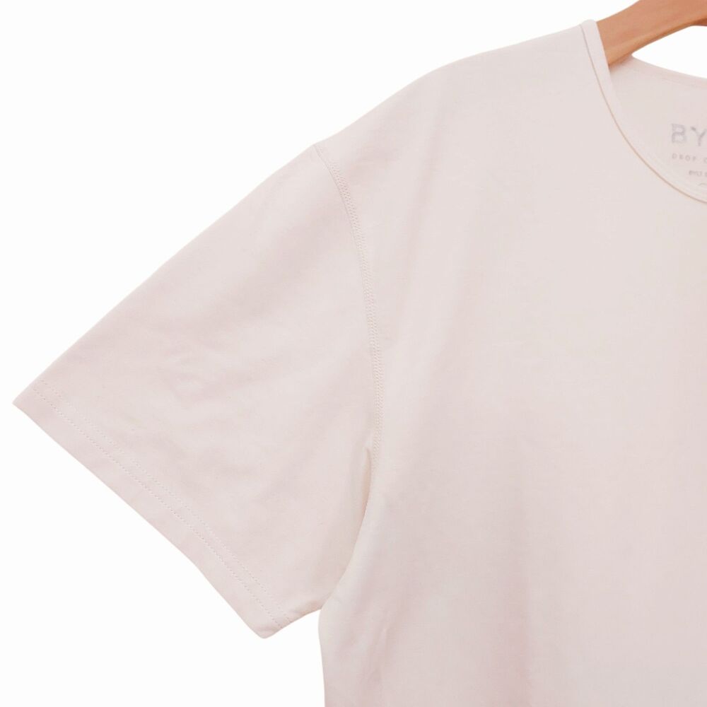 BYLT Basics Drop Cut T-Shirt Mens Large Beige Short Sleeve Curvy Hem Athleisure - Picture 3 of 10